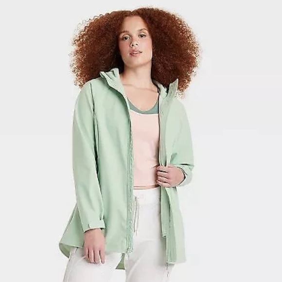 Women's Bonded Rain Jacket - All in Motion Fern Green M - Picture 1 of 4